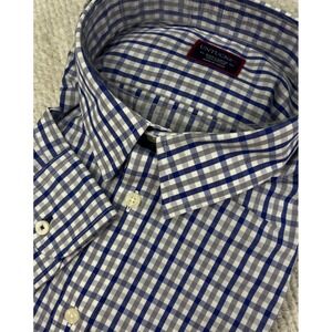 New UNTUCKit Mens XXX Large Button Down Shirt Blue Grey Plaid Long Sleeve Cotton